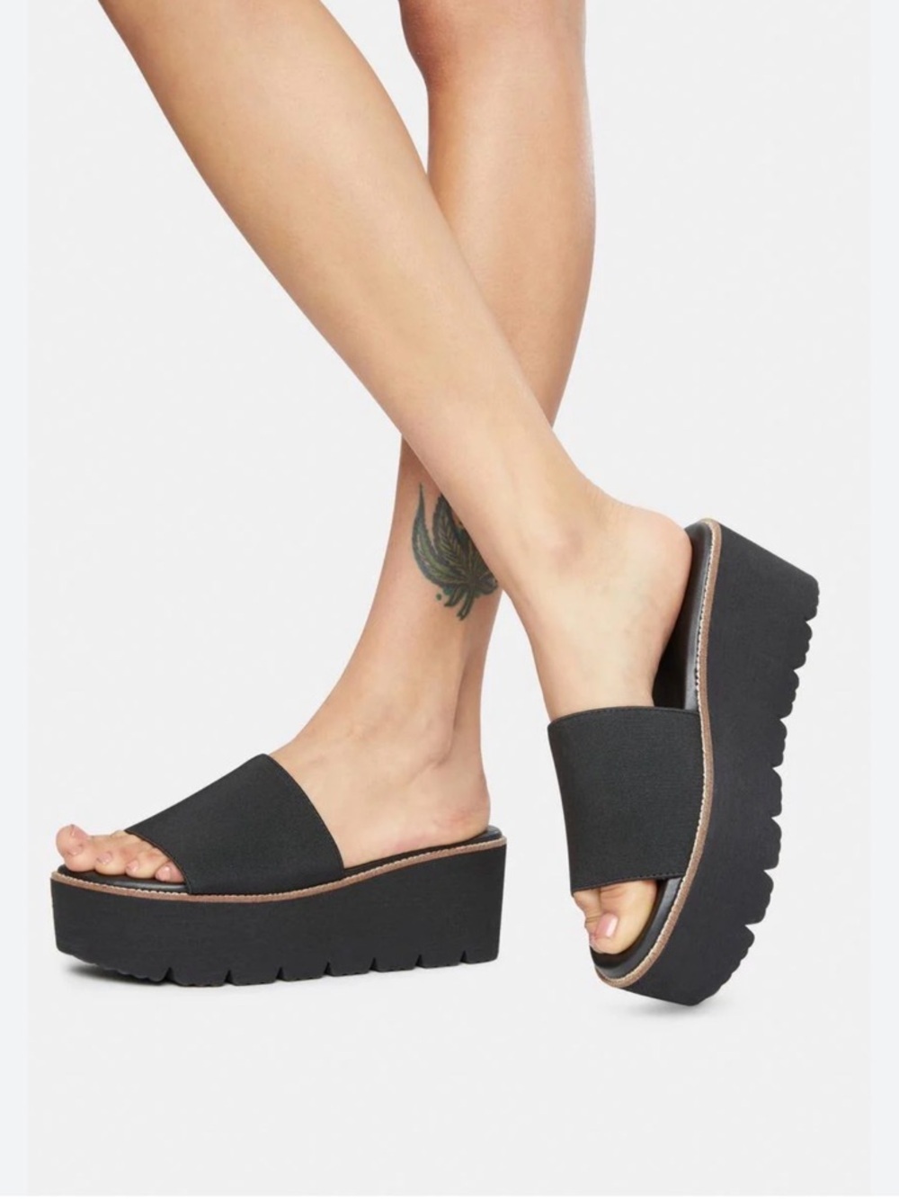 Dirty Laundry Pivot Black Platform Wedge Slide Sandals 90’s Grunge Y2K‎ Size 6